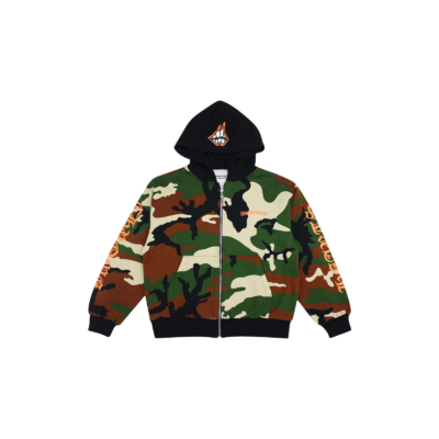 Chrome Hearts Matty Boy Caution Zip Up Hoodie Camo