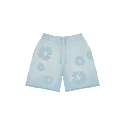 Faded Mono Cotton Wreath Sweatshorts « Light Blue »