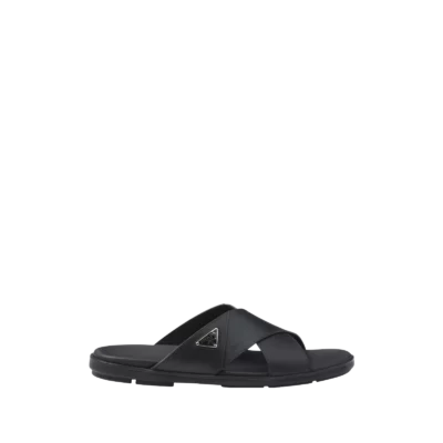 Leather Crisscross Slides