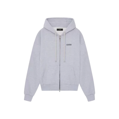 AMIRI Relaxed Zip Up Hoodie Grey