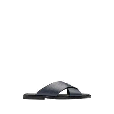 Saffiano Leather Crisscross Slides